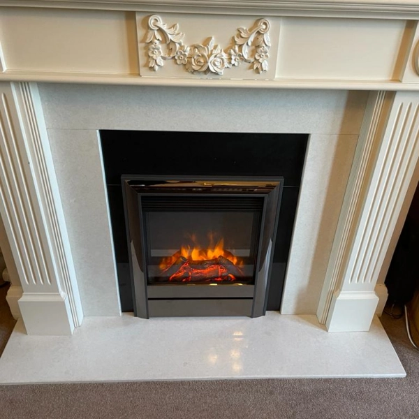 A Professional Image of an Electric Fireplace Installation
