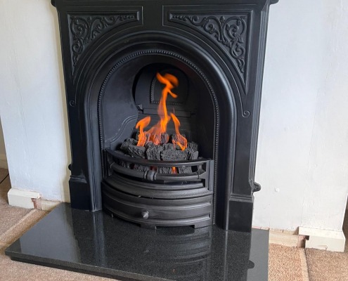 Open Gas Fireplace Installation